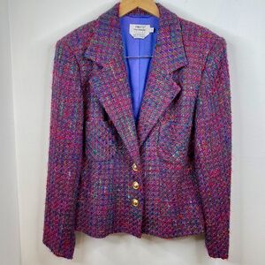 Ports Trademark Designs Multi-colored Wool Blend Lined Suit Jacket Size 12